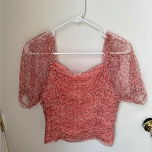 Stellah pink puff sleeve top, size s